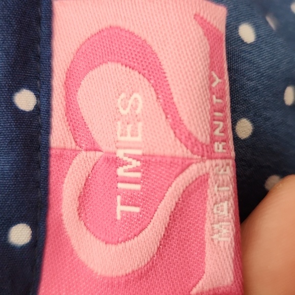 Times Womens DressMaternity Mize M Polka-dot Navy Blue Tie Waste - Picture 2 of 10